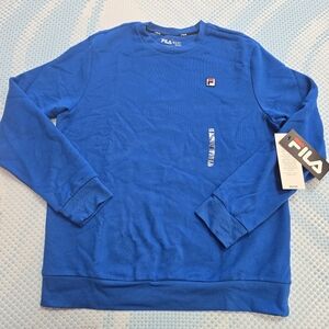 FILA Heritage Men's Blue Crewneck Fleece Long Sleeve Sweater Size Medium